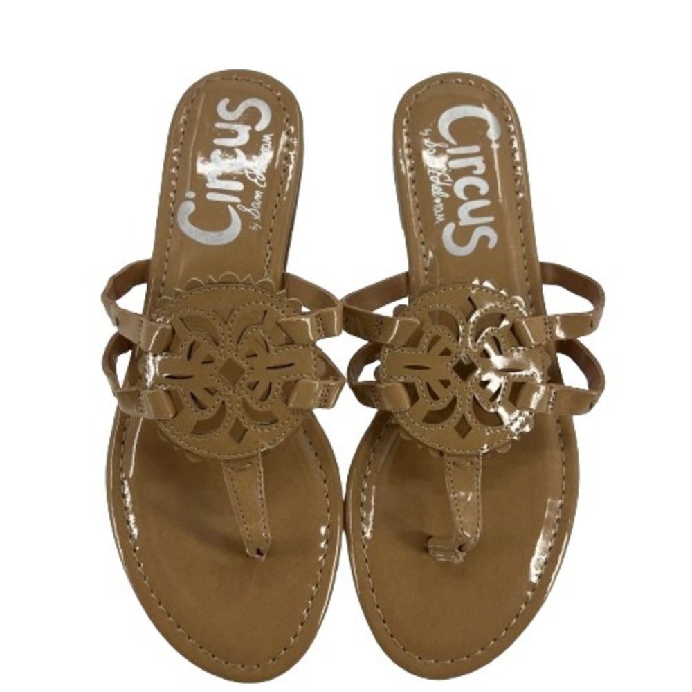 Sam Edelman Circus Women Brown Cherri Tan Faux Leather Flip Flop Sandal Size 8.5 - Picture 5 of 11